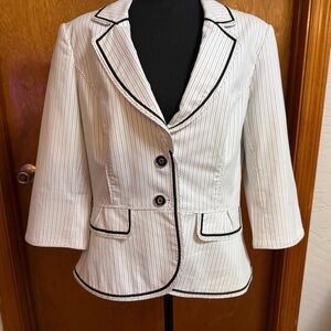 White House Black Market White Blazer w/ Pinstripe & Black Trim, Sz 14
